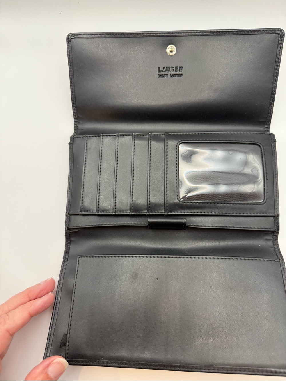 Ralph Lauren Black Embossed Leather Long Wallet - Picture 7 of 7